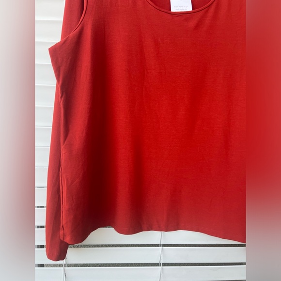 Eileen Fisher Top XL Light Weight Viscose Jersey Round Neck Tunic Red NWT Red - Picture 3 of 12